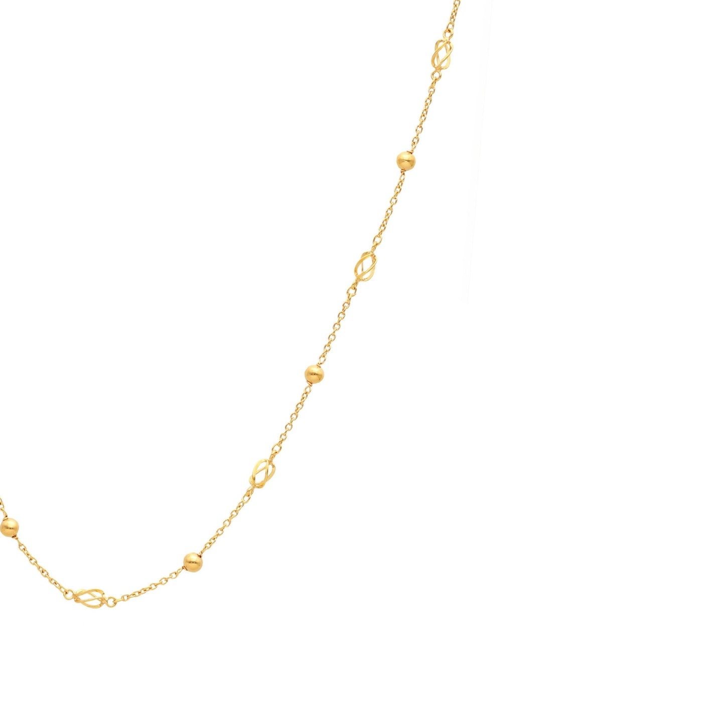 Fio com Esferas e Rocas em Ouro 19kl (41cm) - Loja do Ouro