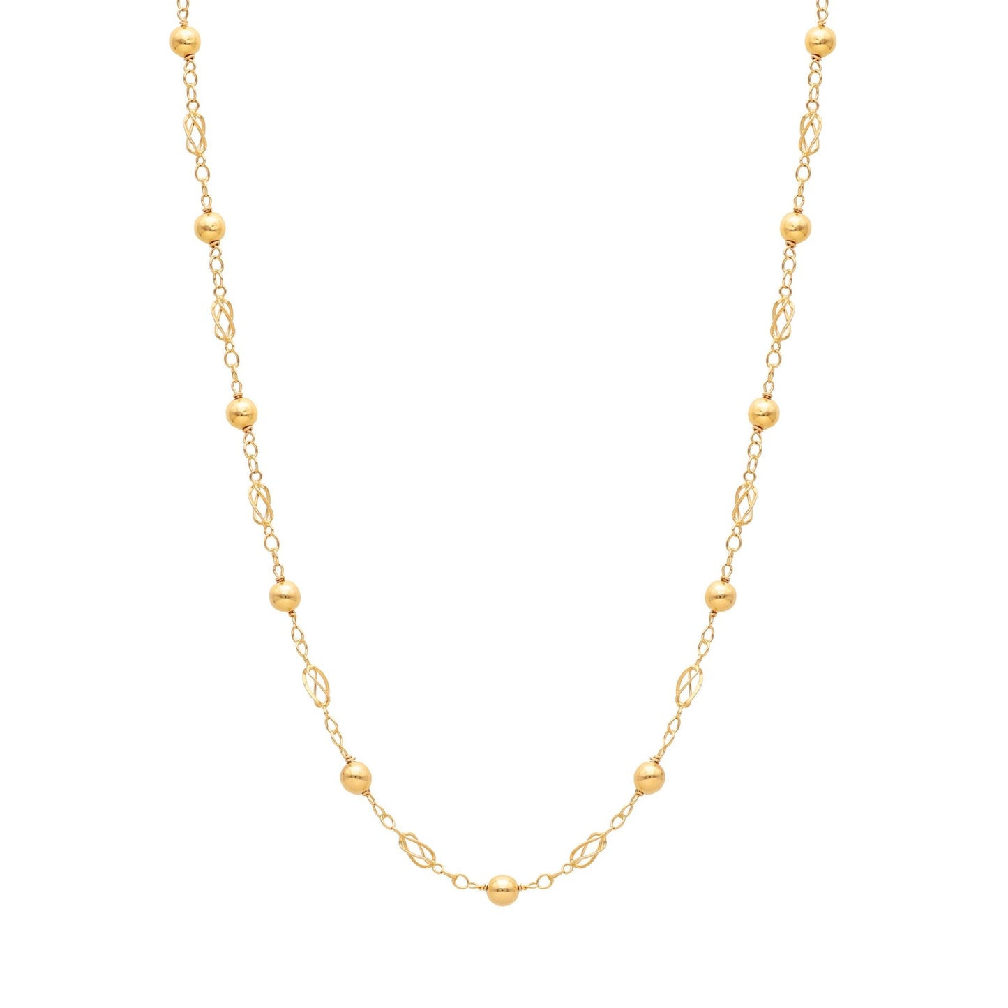 Fio com Esferas e Rocas em Ouro 19kl (46.5cm) - Loja do Ouro