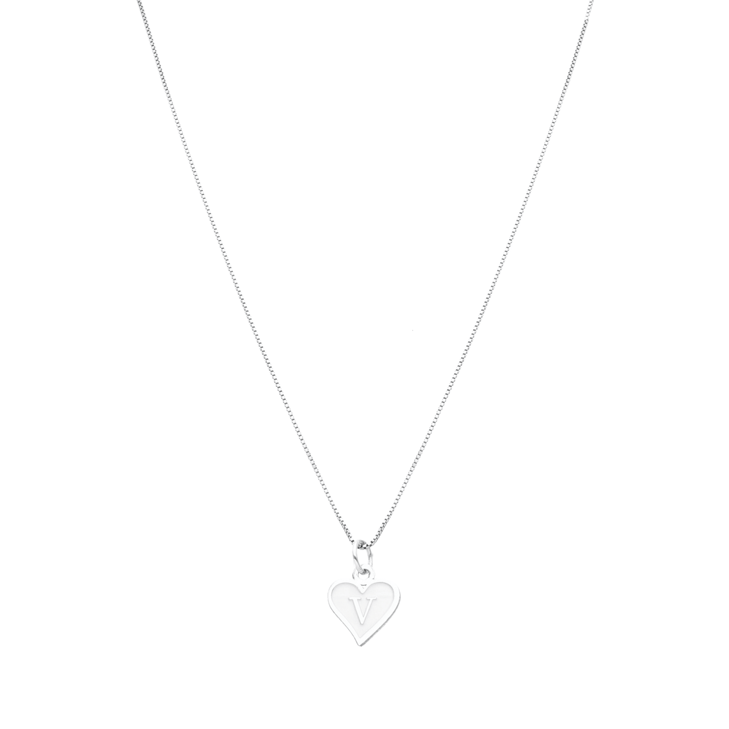 Fio Coração em Prata com Letra - Loja do Ouro