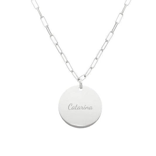 Fio Corrente em Prata, Personalizável com Nome ou Data (38cm) - Loja do Ouro