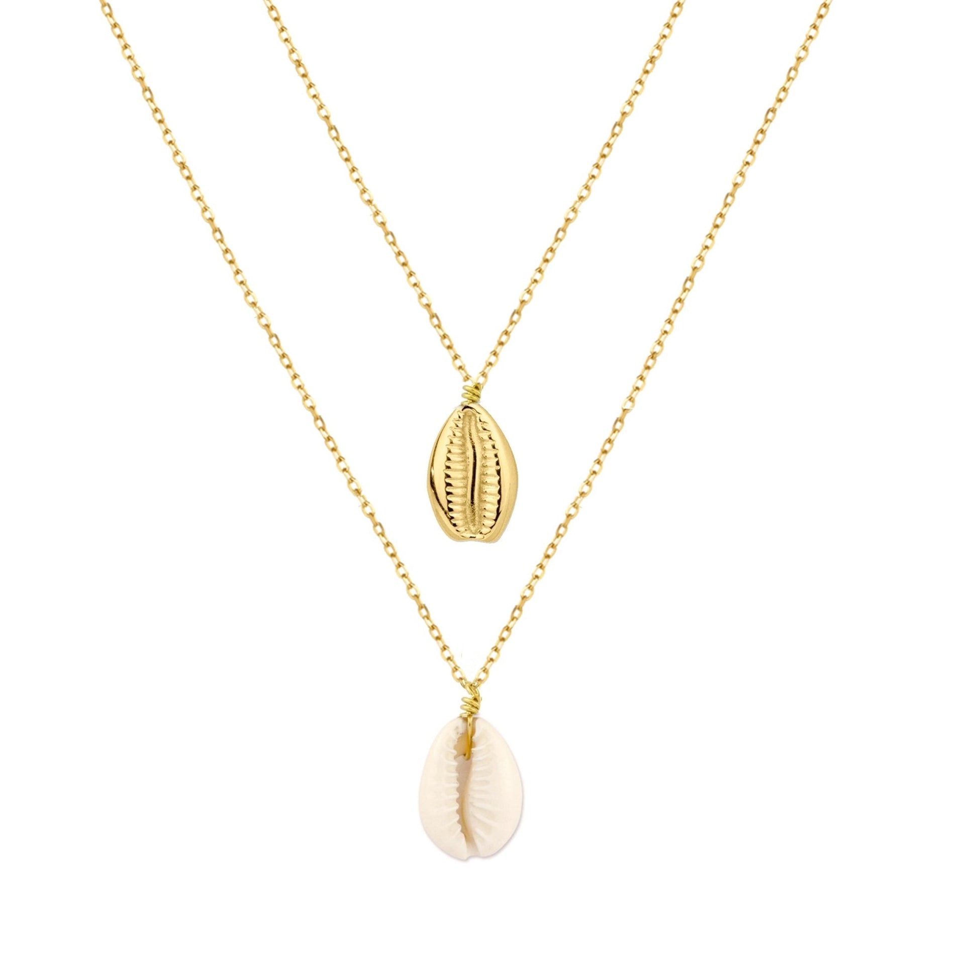 Fio Duplo em Prata Dourada com Buzios - Loja do Ouro