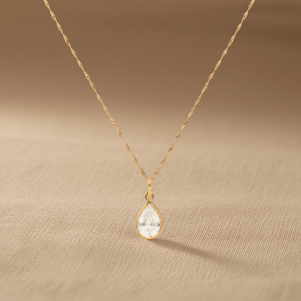 Fio em Ouro 19kl com Zircão em Lágrima (45cm) - Loja do Ouro