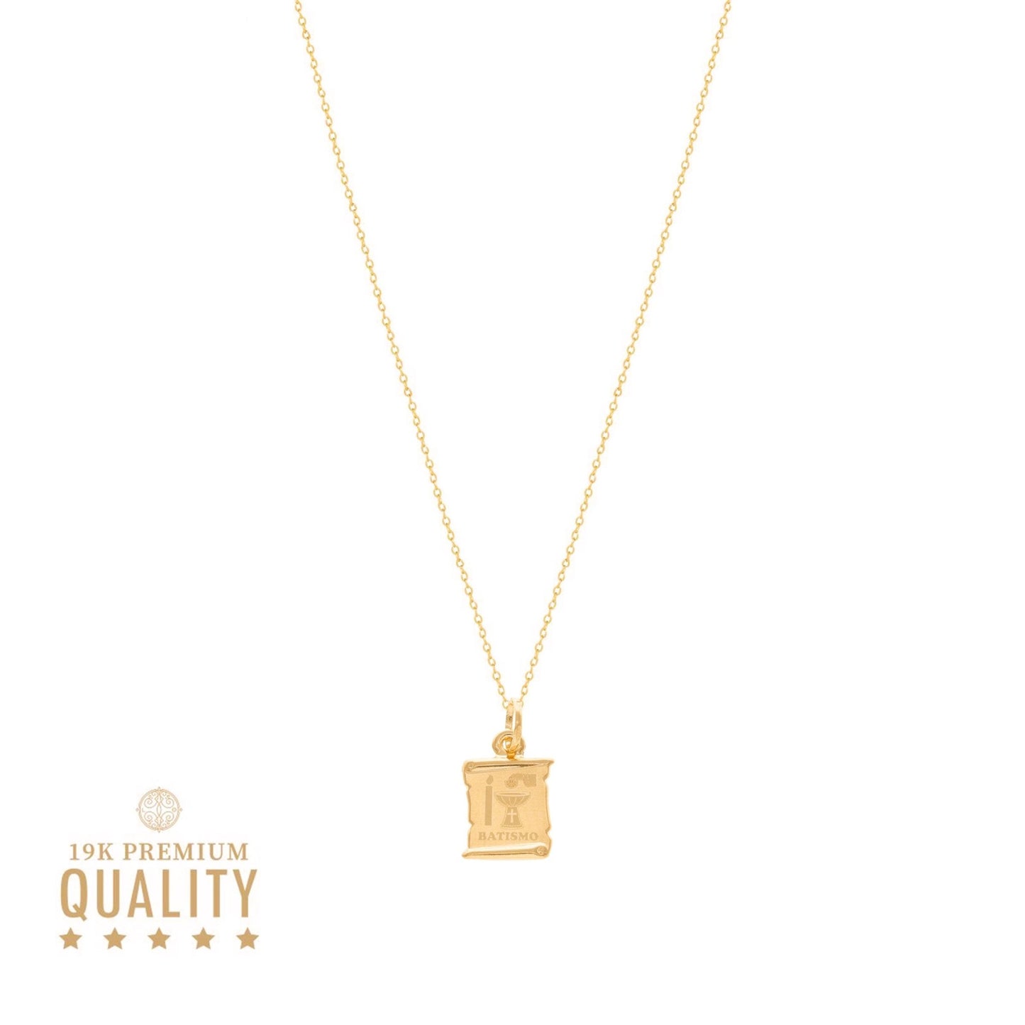 Fio em Ouro de 19kl com Medalha Batismo - Loja do Ouro