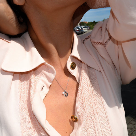 Fio em Prata com Cruz e Pérola - Loja do Ouro