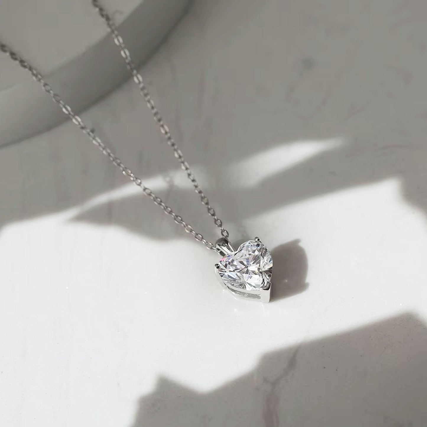 Fio em Prata com Zircão Talhe Coração (45cm) - Loja do Ouro