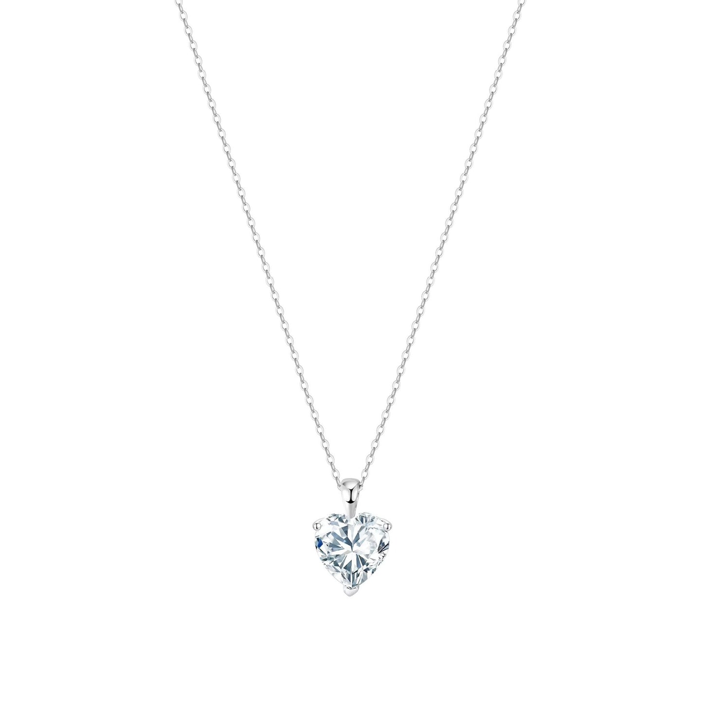 Fio em Prata com Zircão Talhe Coração (45cm) - Loja do Ouro