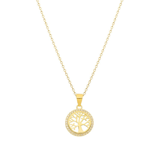 Fio em Prata Dourada com Arvore da Vida cravejada de Zircónias - Loja do Ouro