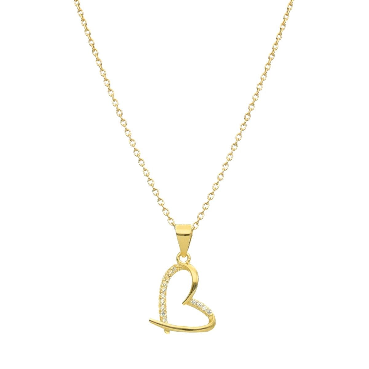 Silver Necklace with Stylized Heart and Zirconias