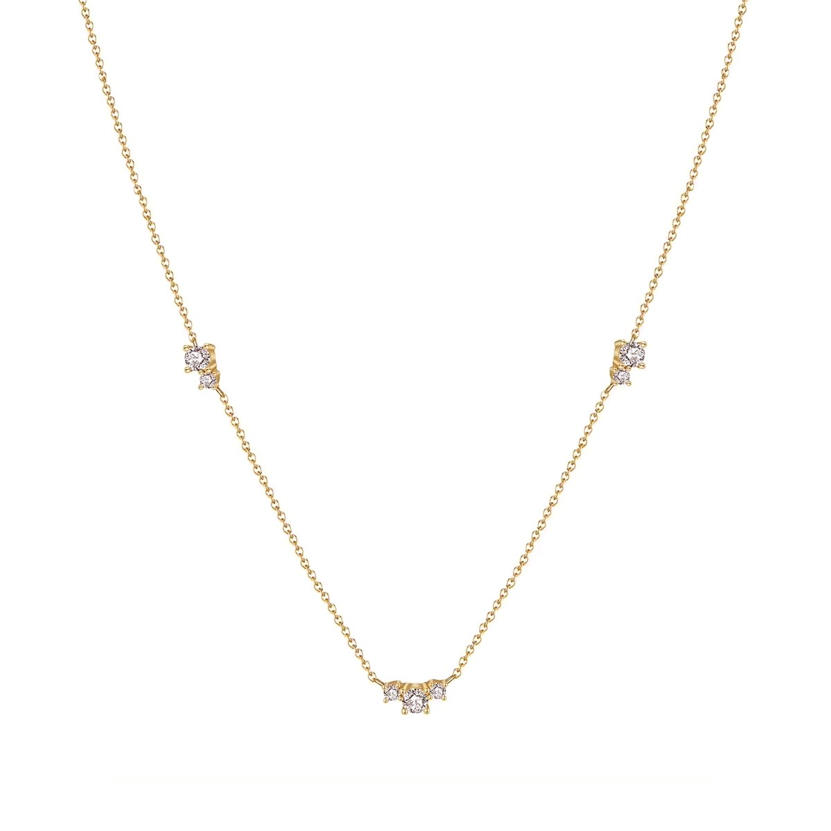 Fio em Prata Dourada com Zircónias (40cm) - Loja do Ouro