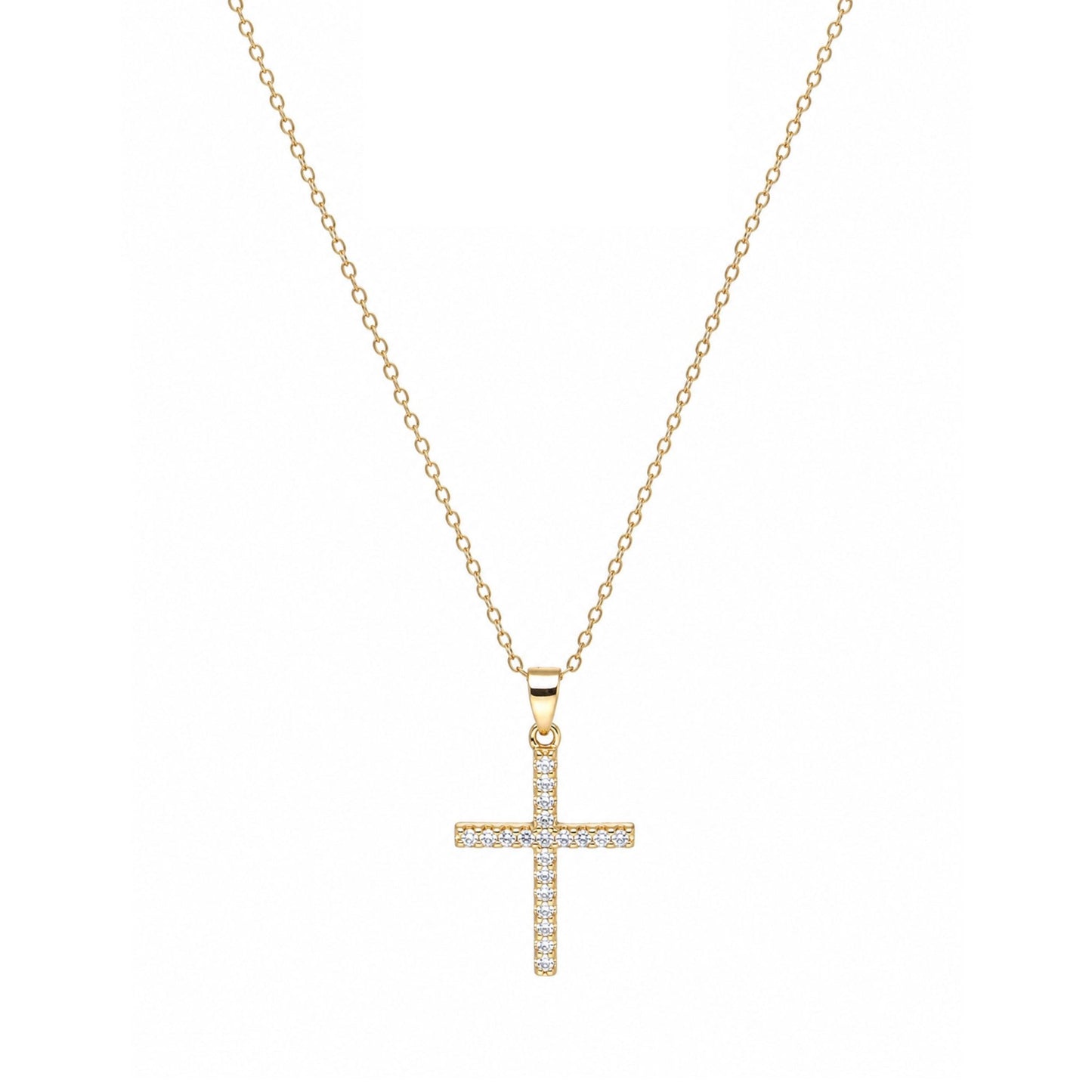 Fio em Prata Rose Gold com Cruz Cravejada de Zircónias - Loja do Ouro