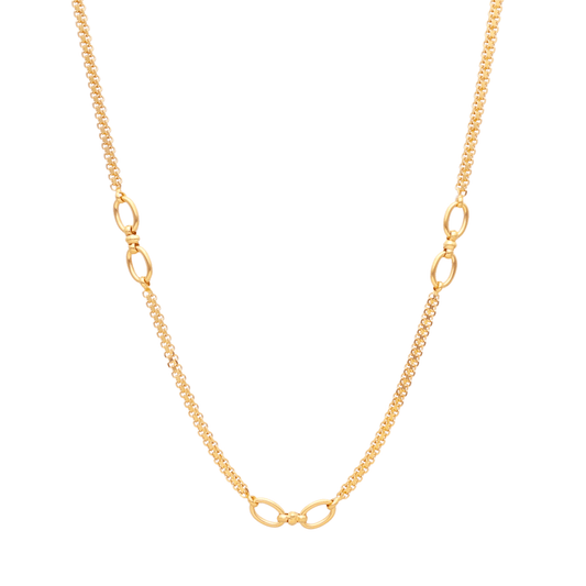 Fio Malha Batida em Ouro 19kl com Elos Ovais (45.5cm) - Loja do Ouro