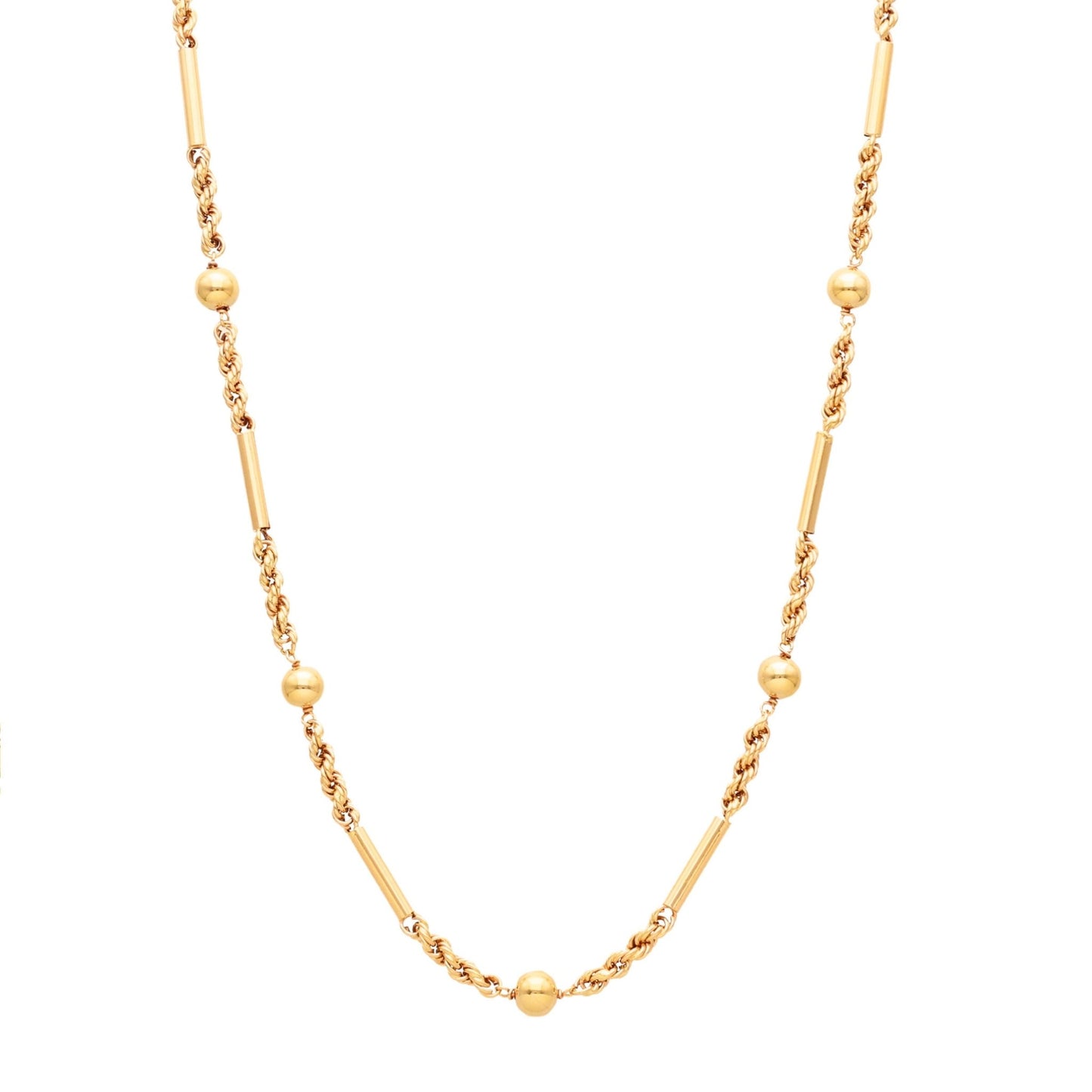 Fio Malha Corda com Traves e Esferas em Ouro 19kl (42cm) - Loja do Ouro