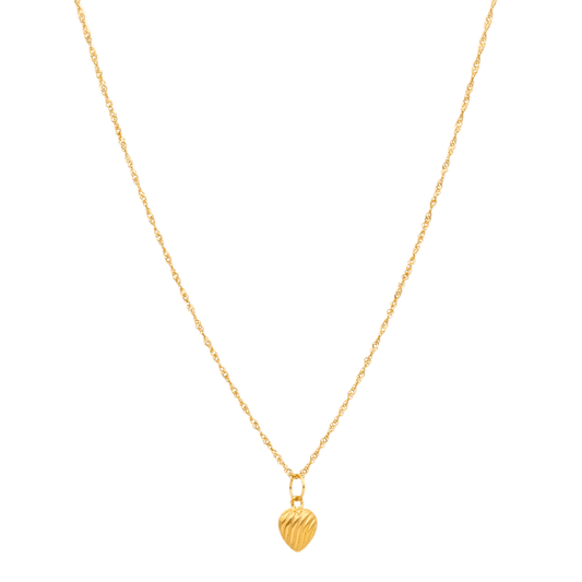 Fio Malha Singapura em Ouro 19kl com Coração Raiado (50cm) - Loja do Ouro