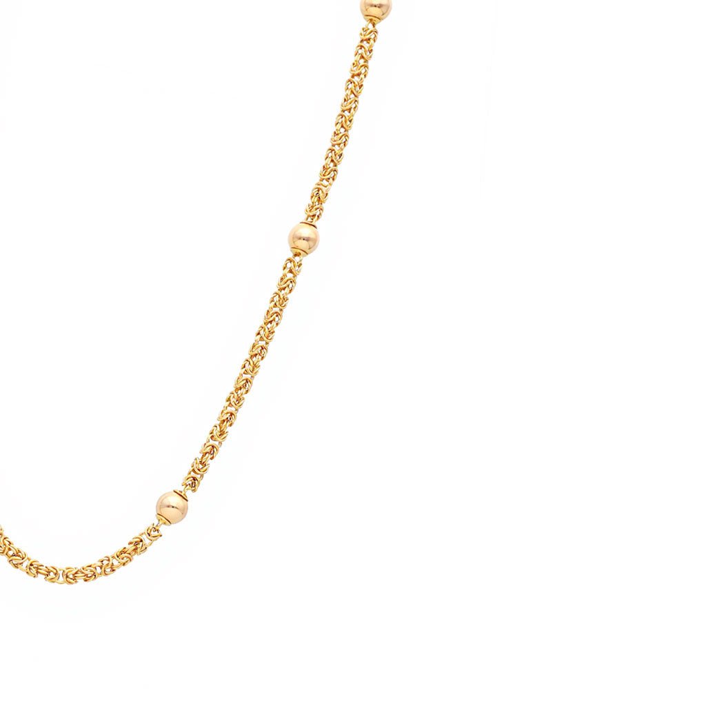 Fio Malha Virolinha em Ouro 19kl com Bolas Lisas (43.5cm) - Loja do Ouro