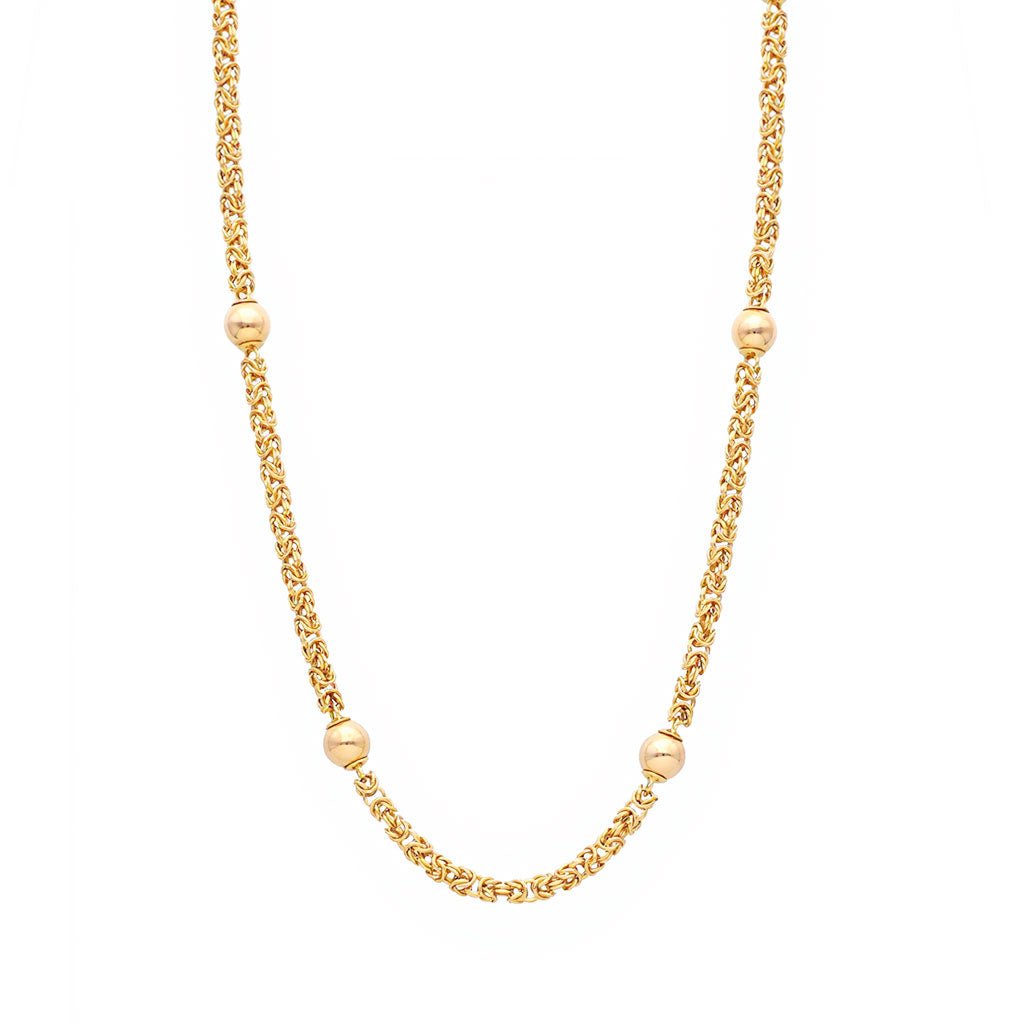 Fio Malha Virolinha em Ouro 19kl com Bolas Lisas (43.5cm) - Loja do Ouro