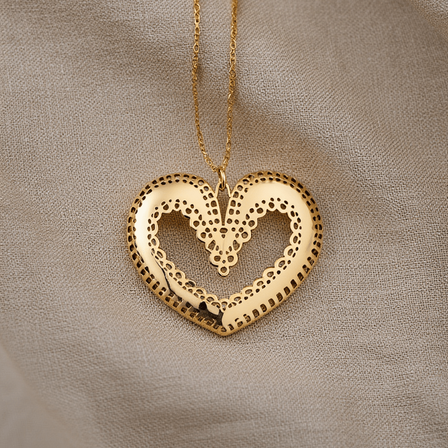 Fio Reflexo Coração em Prata Dourada (38cm) - Loja do Ouro