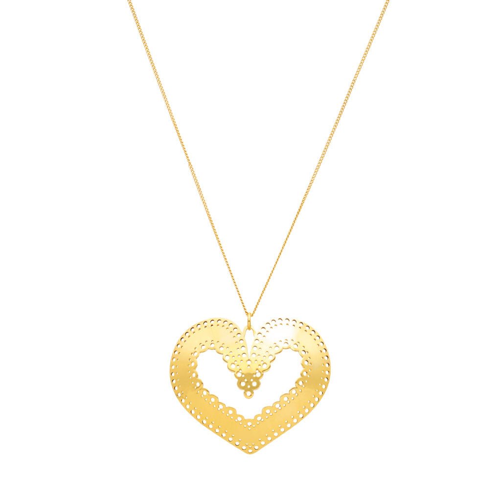 Fio Reflexo Coração em Prata Dourada (38cm) - Loja do Ouro