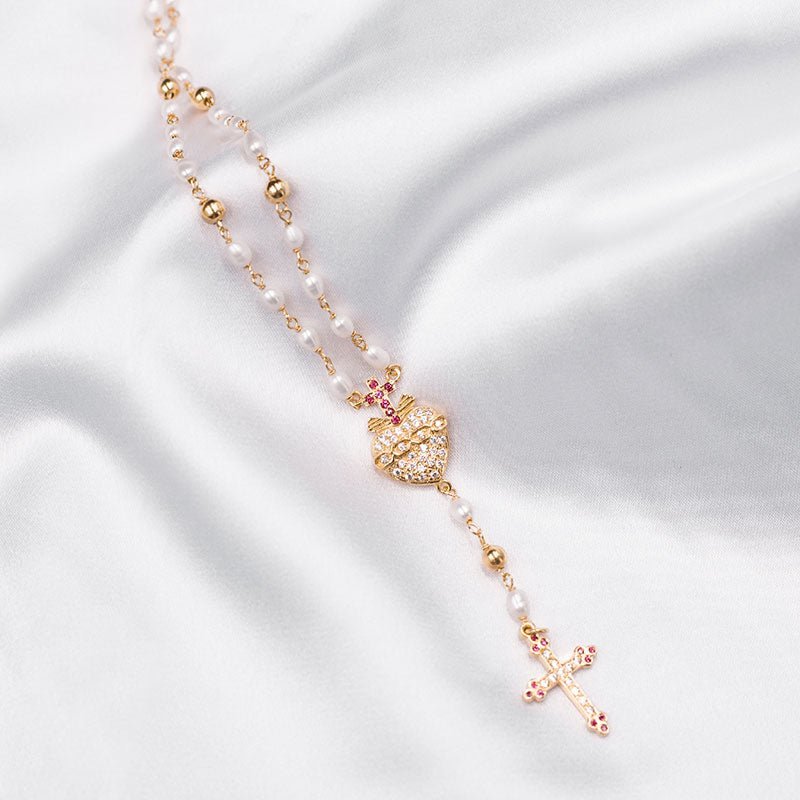 Fio Terço em Prata Dourada cravejado de Zircónias - Loja do Ouro