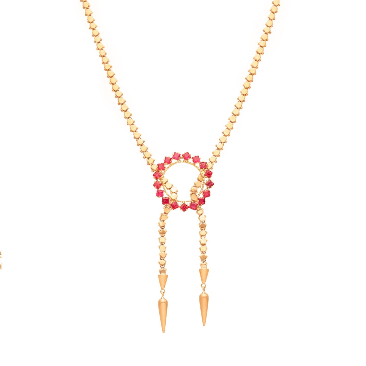 Gargantilha com Granitos em Ouro 19kl com Espinelas (41.5cm) - Loja do Ouro