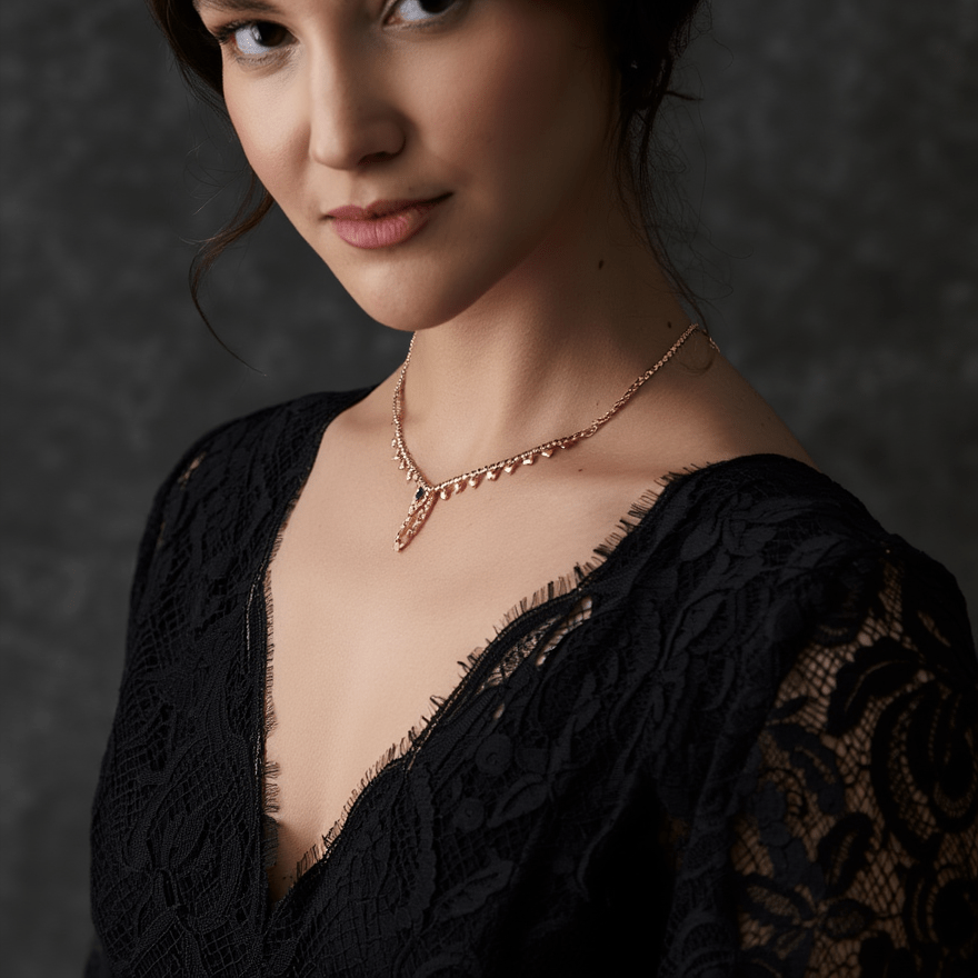 Gargantilha Corações em Ouro 19kl com Safiras e Zircónias (44,5cm) - Loja do Ouro