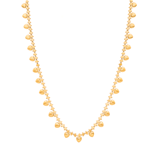 Gargantilha em Ouro 19kl com Corações e Granitos (45cm) - Loja do Ouro