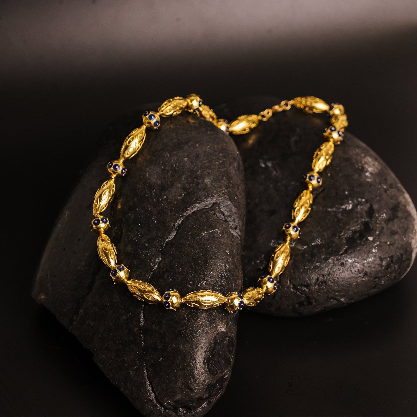 Gargantilha em Ouro 19kl com Esmalte Azul (42.5cm) - Loja do Ouro