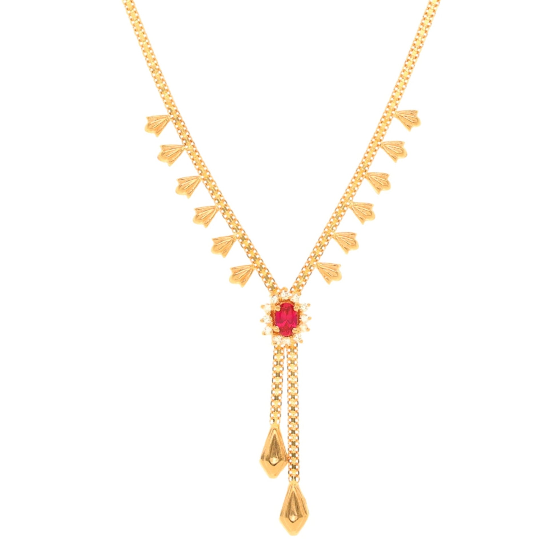 Gargantilha em Ouro 19kl com Rubi e Zircónias (42cm) - Loja do Ouro