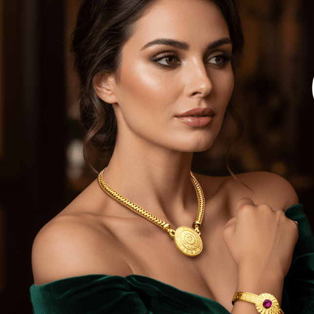 Gargantilha Ouro 19kl Malha Trigo com Medalhão Imperial (43cm) - Loja do Ouro