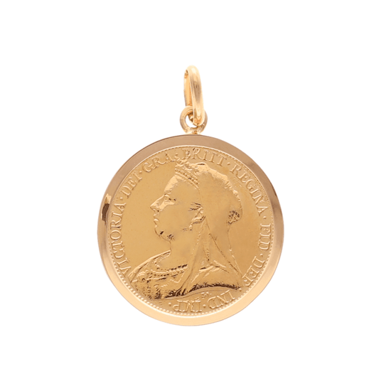 Libra Rainha Victoria (1900) com Aro Simples em Ouro 19kl - Loja do Ouro