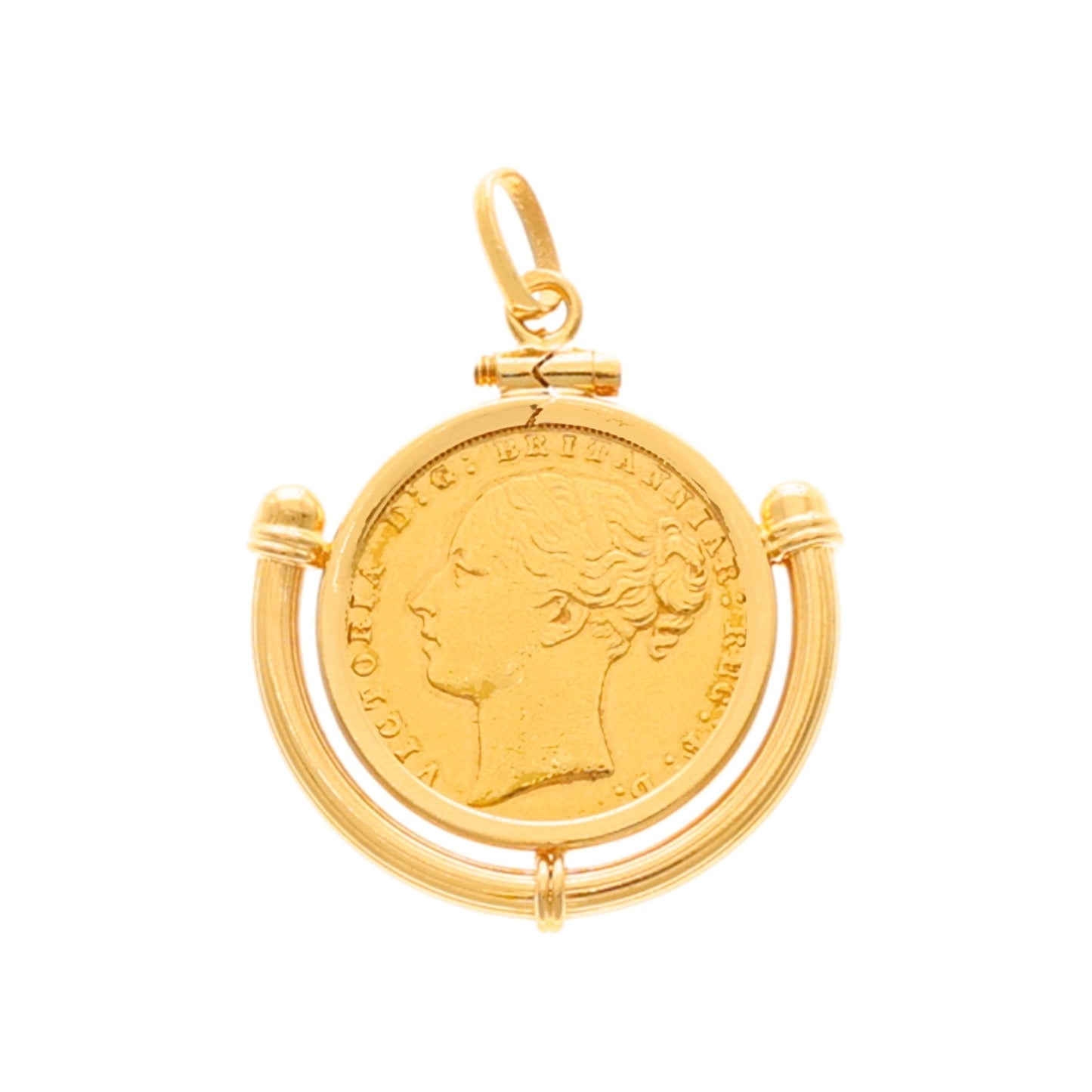 Libra Rainha Victoria 22kl (1871) em Ouro com Aro Trabalhado 19kl - Loja do Ouro