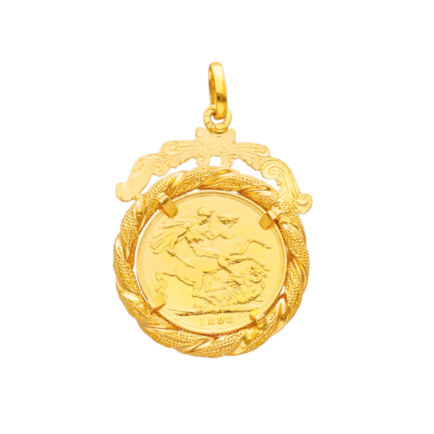 Libra Rainha Victoria 22kl (1898) em Ouro com Aro Trabalhado 19kl - Loja do Ouro