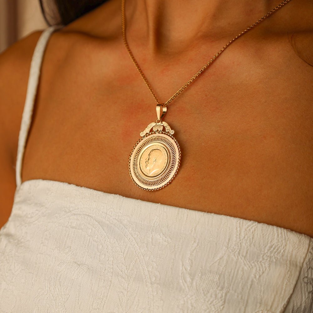 Libra Rei Jorge V (1912) com Aro estilo Dola em Ouro 19kl - Loja do Ouro