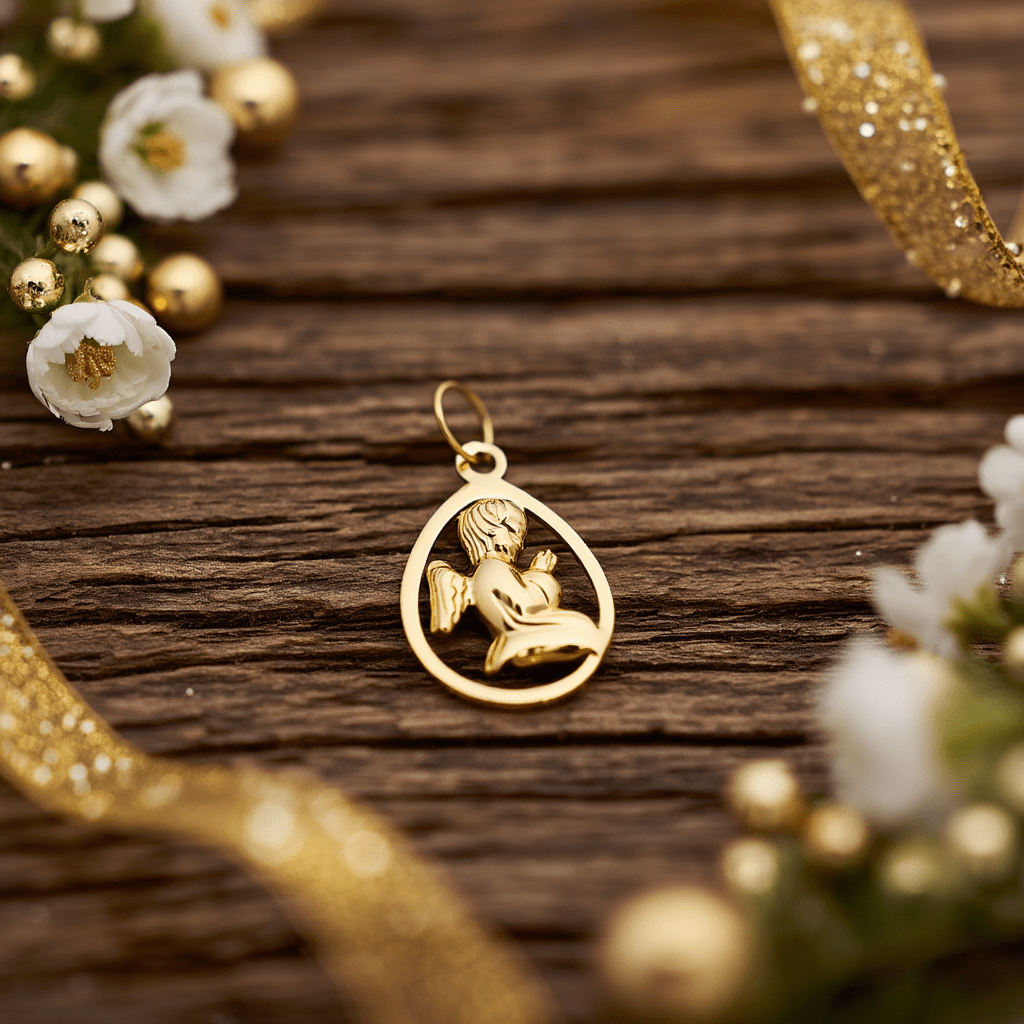 Medalha Anjo da Guarda em Ouro 19kl com Aro Lágrima (1.7cm) - Loja do Ouro