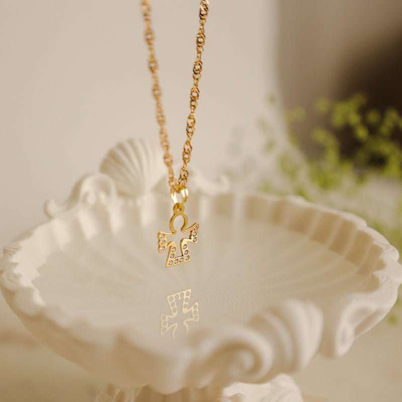 Medalha Anjo da Guarda em Ouro de 19kl com zircónias (1.39cm) - Loja do Ouro