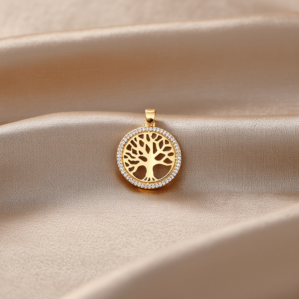 Medalha Árvore da Vida em Ouro 19kl com Zircónias (2.5cm) - Loja do Ouro