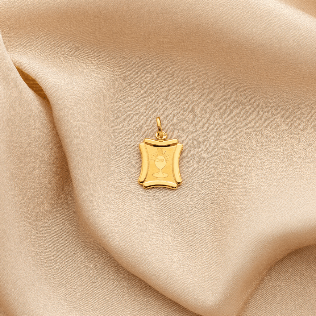 Medalha Batismo em Ouro 19kl com Cálice (1.5cm) - Loja do Ouro