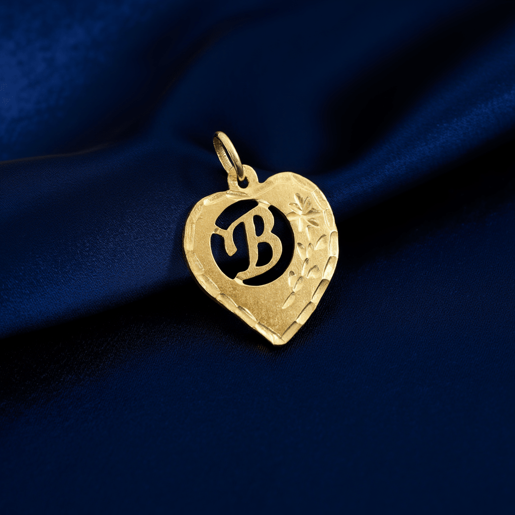 Medalha Coração em Ouro 19kl com Letra B (1.8cm) - Loja do Ouro
