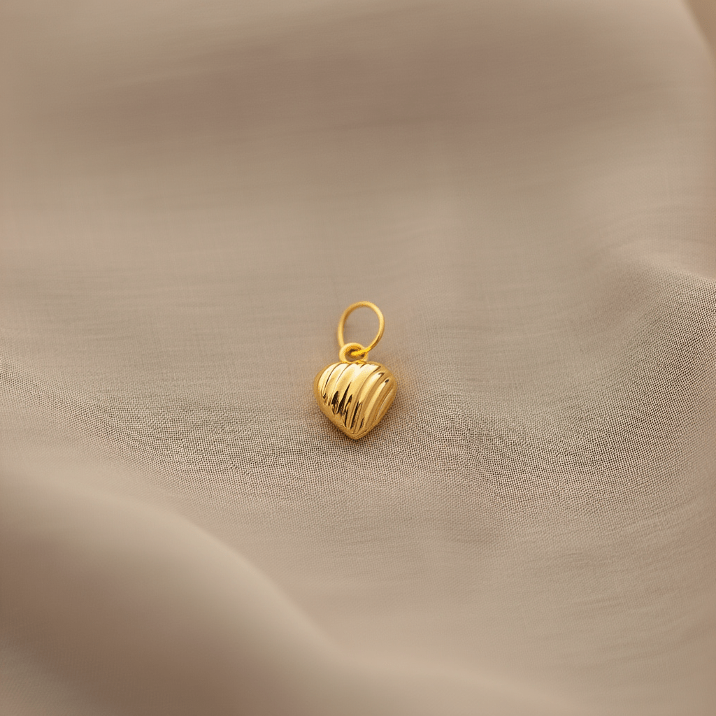 Medalha Coração Raiado em Ouro 19kl (7mm) - Loja do Ouro