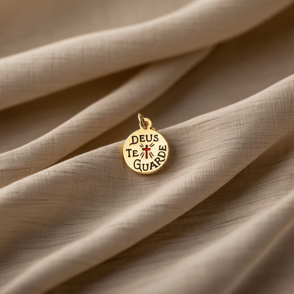 Medalha "Deus te Guarde "em Ouro 19kl (1cm) - Loja do Ouro