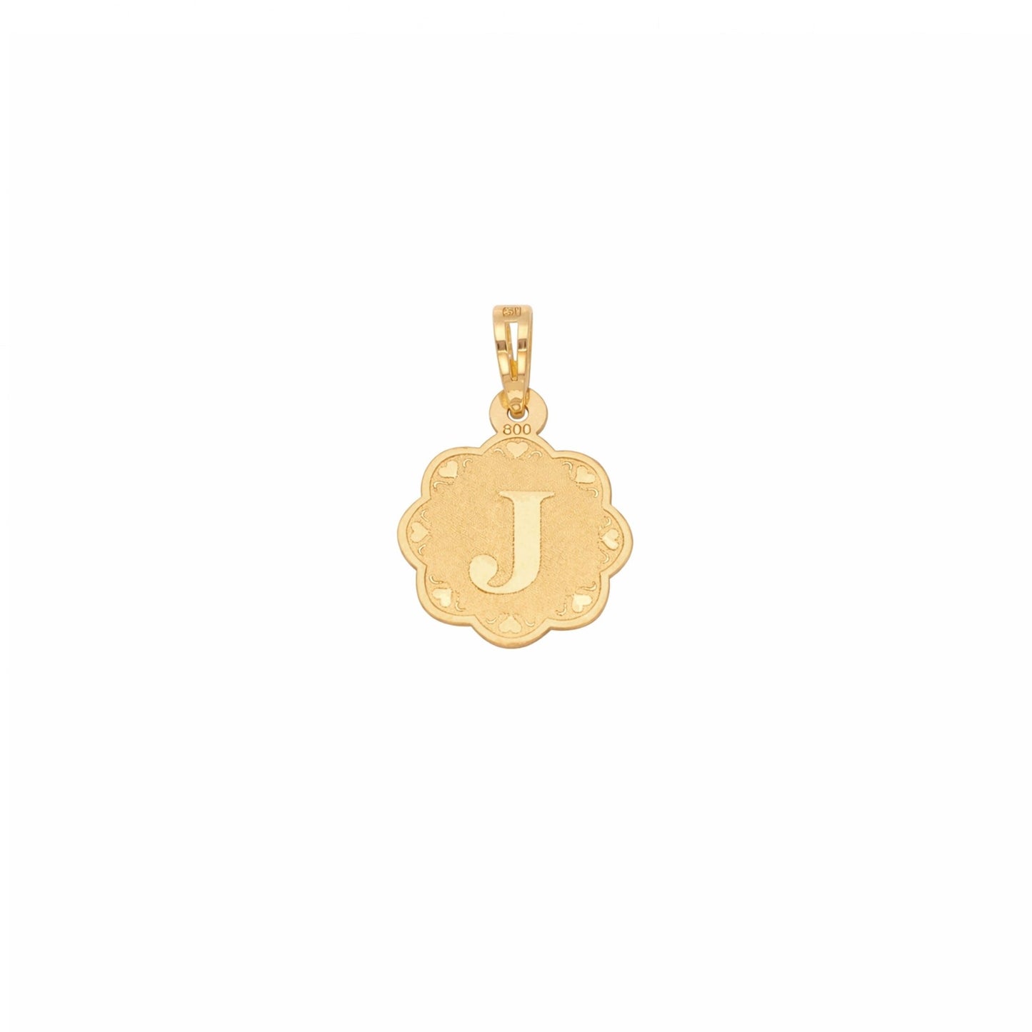 Medalha Flor em Ouro 19kl com Letra J - Loja do Ouro