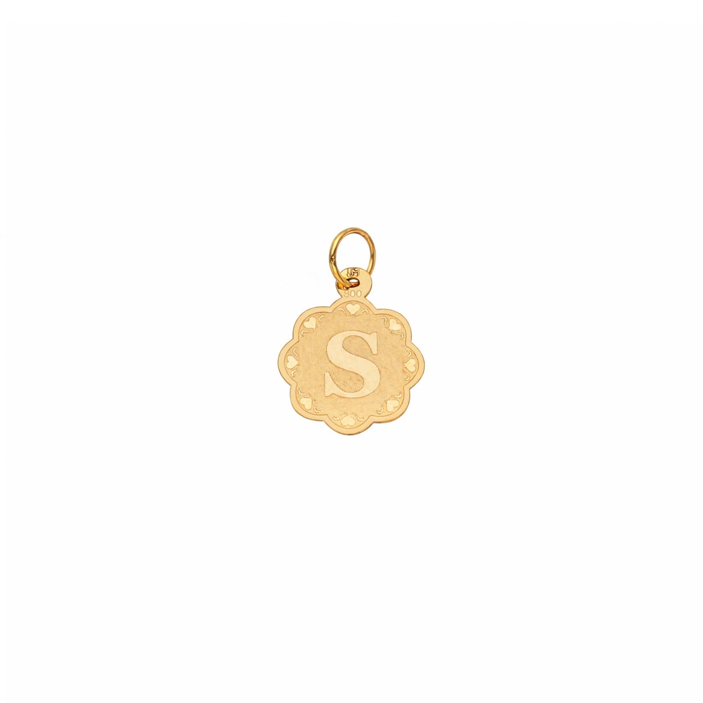 Medalha Flor em Ouro 19kl com Letra S - Loja do Ouro