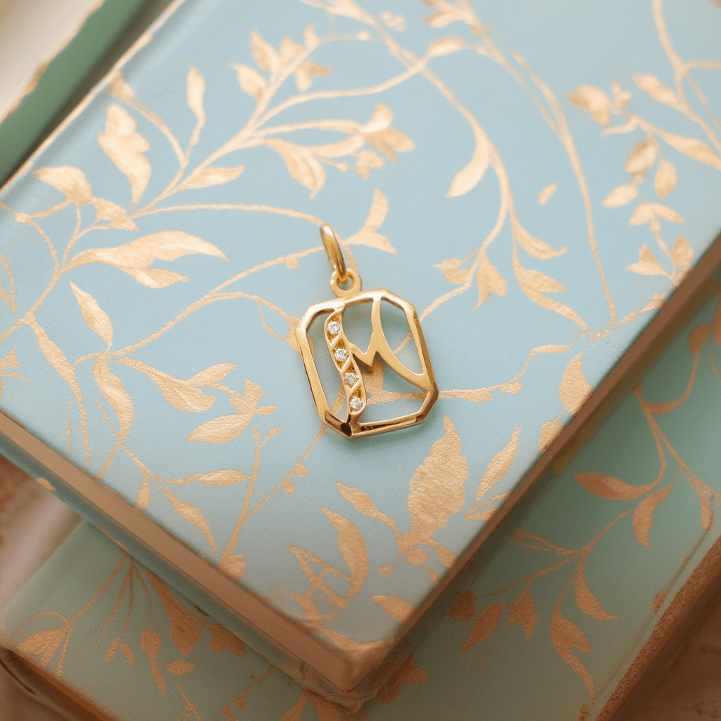 Medalha Letra M em Ouro de 19kl com Zircónias (1.4cm) - Loja do Ouro