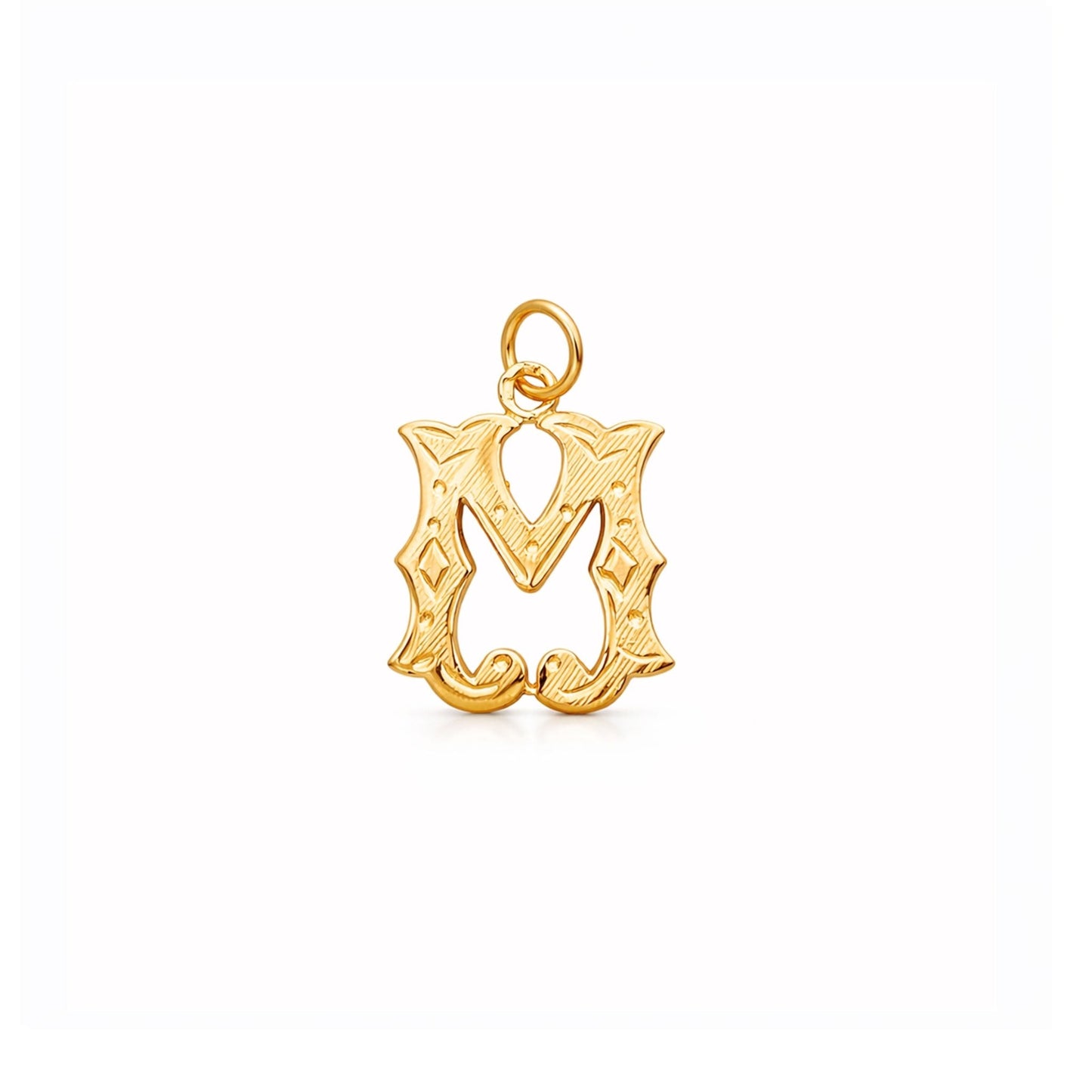 Medalha Letra M Raiada em Ouro de 19kl (1.43cm) - Loja do Ouro