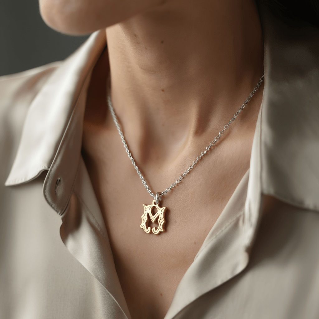 Medalha Letra M Raiada em Ouro de 19kl (1.4cm) - Loja do Ouro