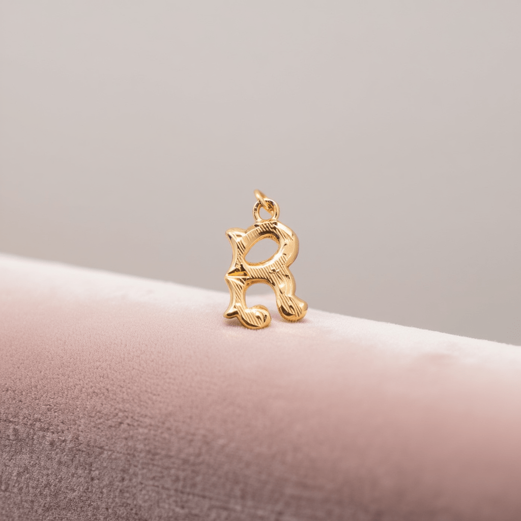 Medalha Letra R Raiada em Ouro de 19kl (1.1cm) - Loja do Ouro