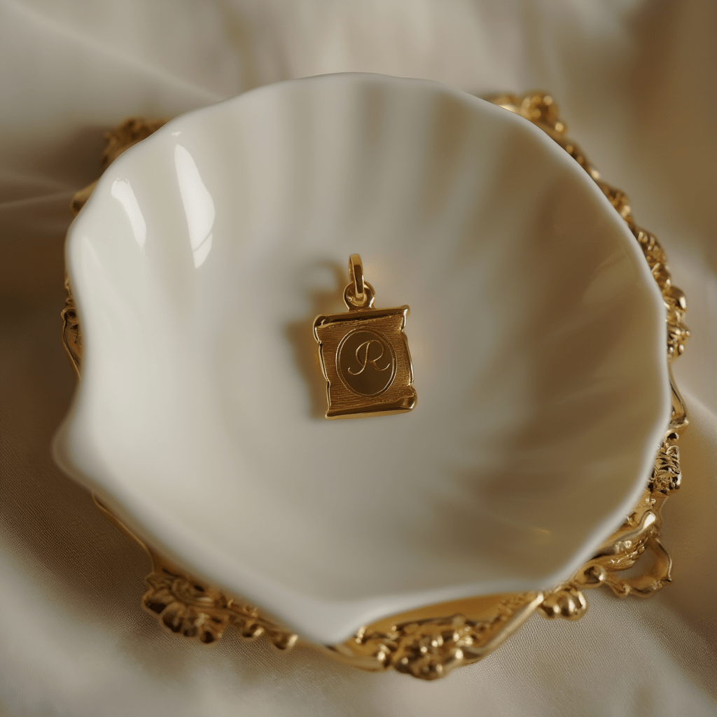 Medalha Papiro em Ouro 19kl com Letra R - Loja do Ouro