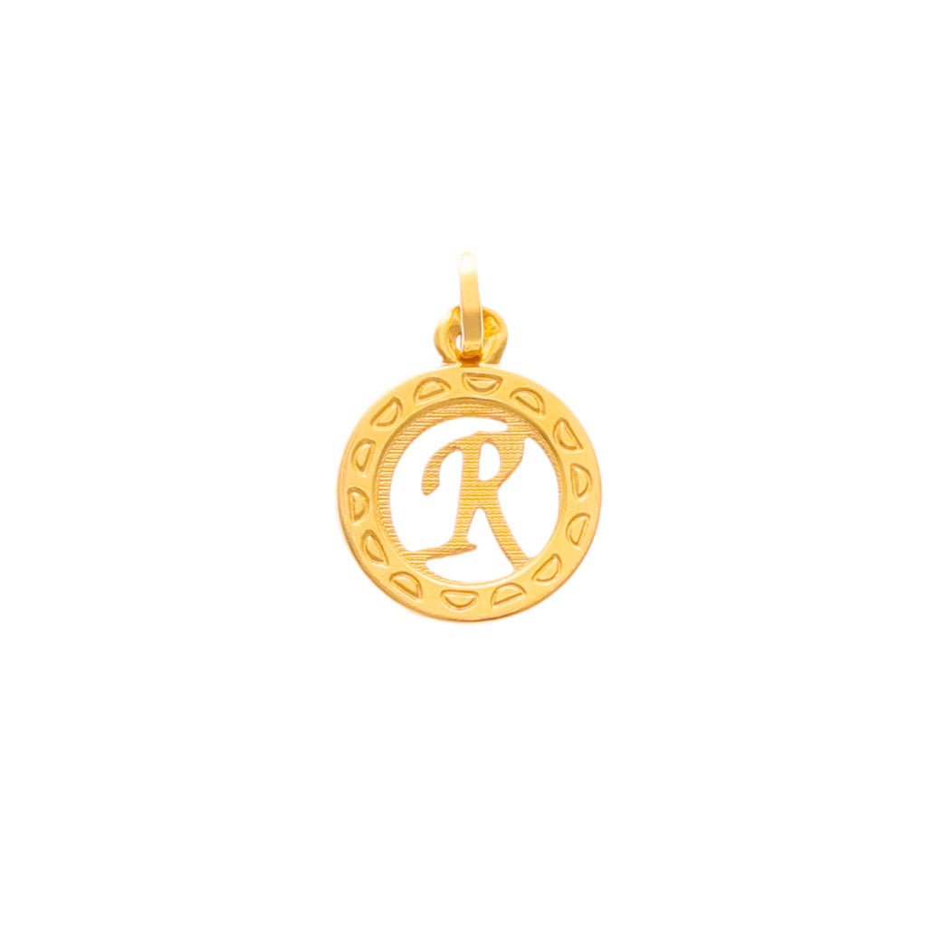 Medalha Redonda em Ouro 19kl com Letra R (1.4cm) - Loja do Ouro