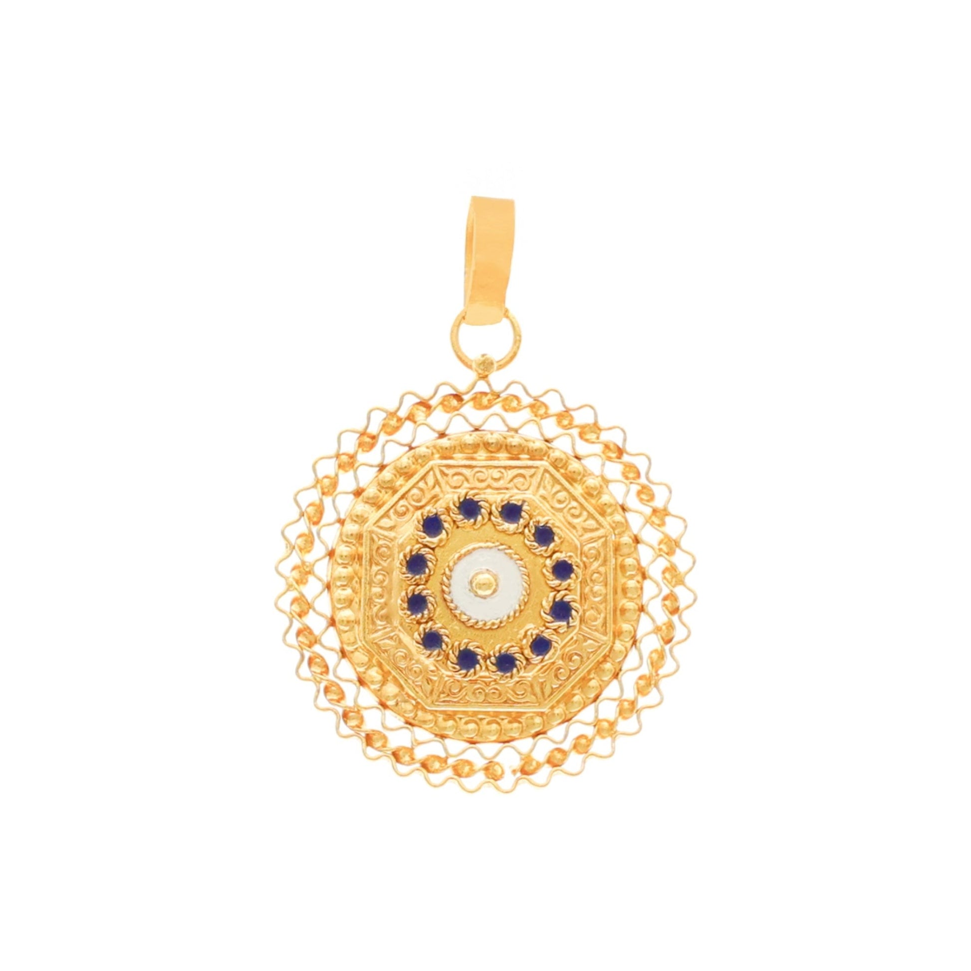 Medalha Rendilhada em Ouro 19kl e Esmalte Colorido - Loja do Ouro