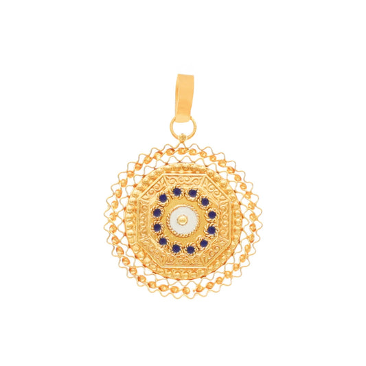 Medalha Rendilhada em Ouro 19kl e Esmalte Colorido - Loja do Ouro