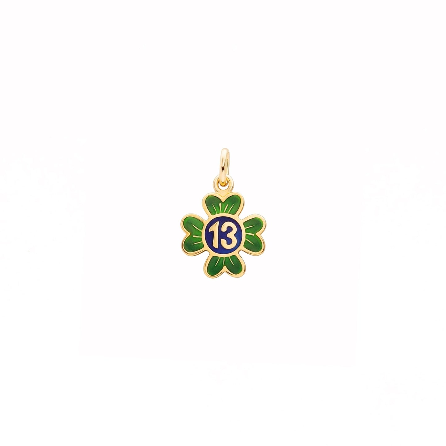 Medalha Trevo em Ouro 19kl com Esmalte Verde e Azul - Loja do Ouro